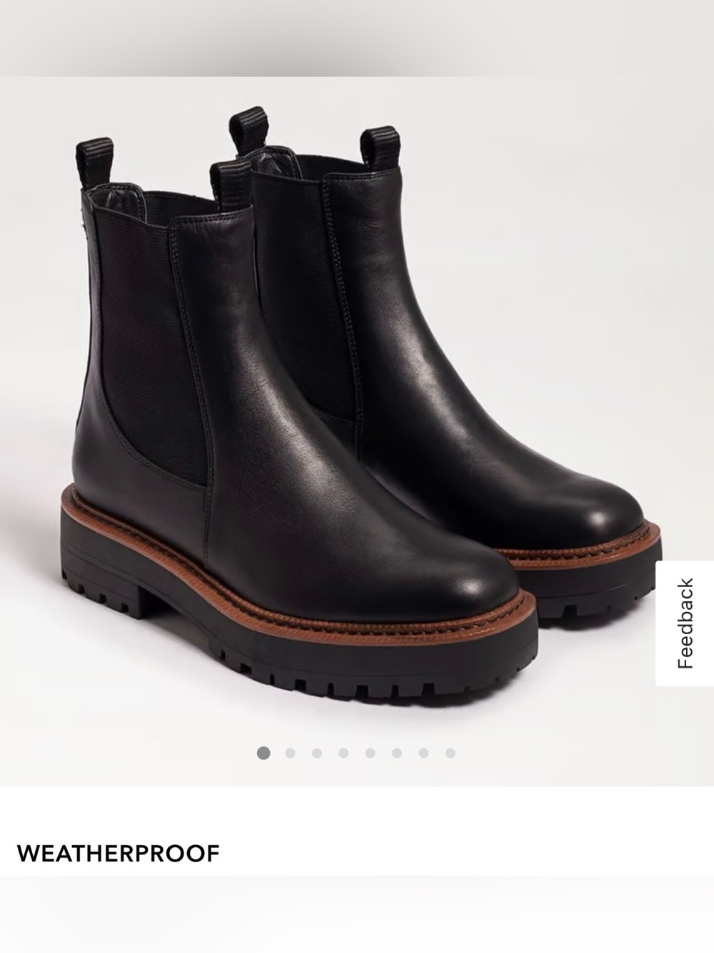 Sam Edelman Weatherproof Women's Black Leather Chelsea Lug Sole Boots